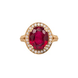 Yumi 14k Solid Yellow Gold Madagascar Ruby Natural Diamond Ring | Oval 12x10mm