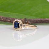 14K yellow gold Ceylon blue sapphire ring with diamond accents