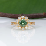 14K yellow gold demantoid garnet ring