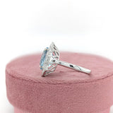 4.3ct Aquamarine Ring w Earth Mined Diamonds in Solid 14K White Gold | Oval 12x9mm