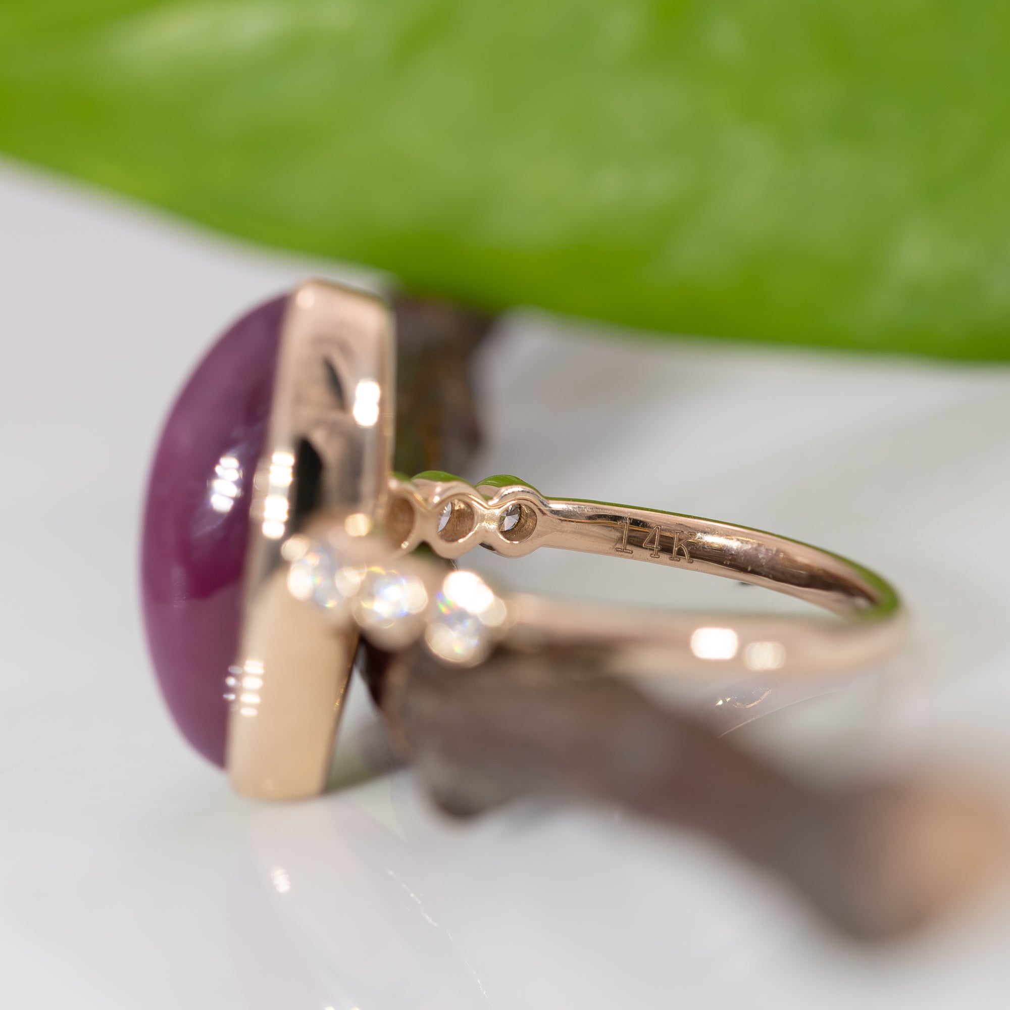 14K yellow gold star ruby ring