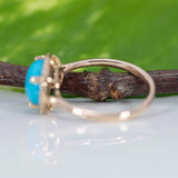 14K yellow gold sleeping beauty turquoise ring with diamond accents