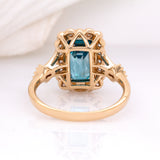 Isola 14K Yellow Gold Cambodian Blue Zircon and Diamond Ring | EM 10x5.5mm