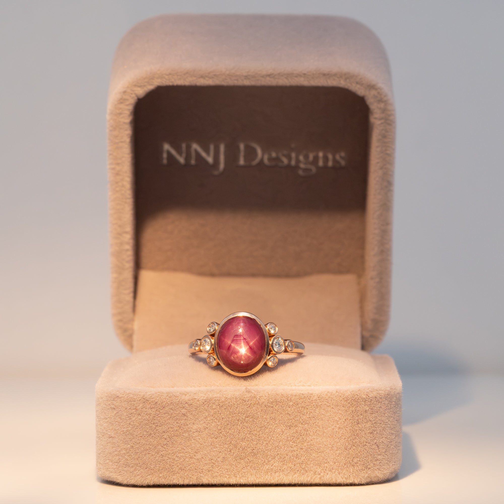 14K rose gold star ruby ring