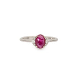 Ainsley Solid 14k Gold Mozambique Ruby Ring with Natural Diamonds Accents, Oval 7x5mm