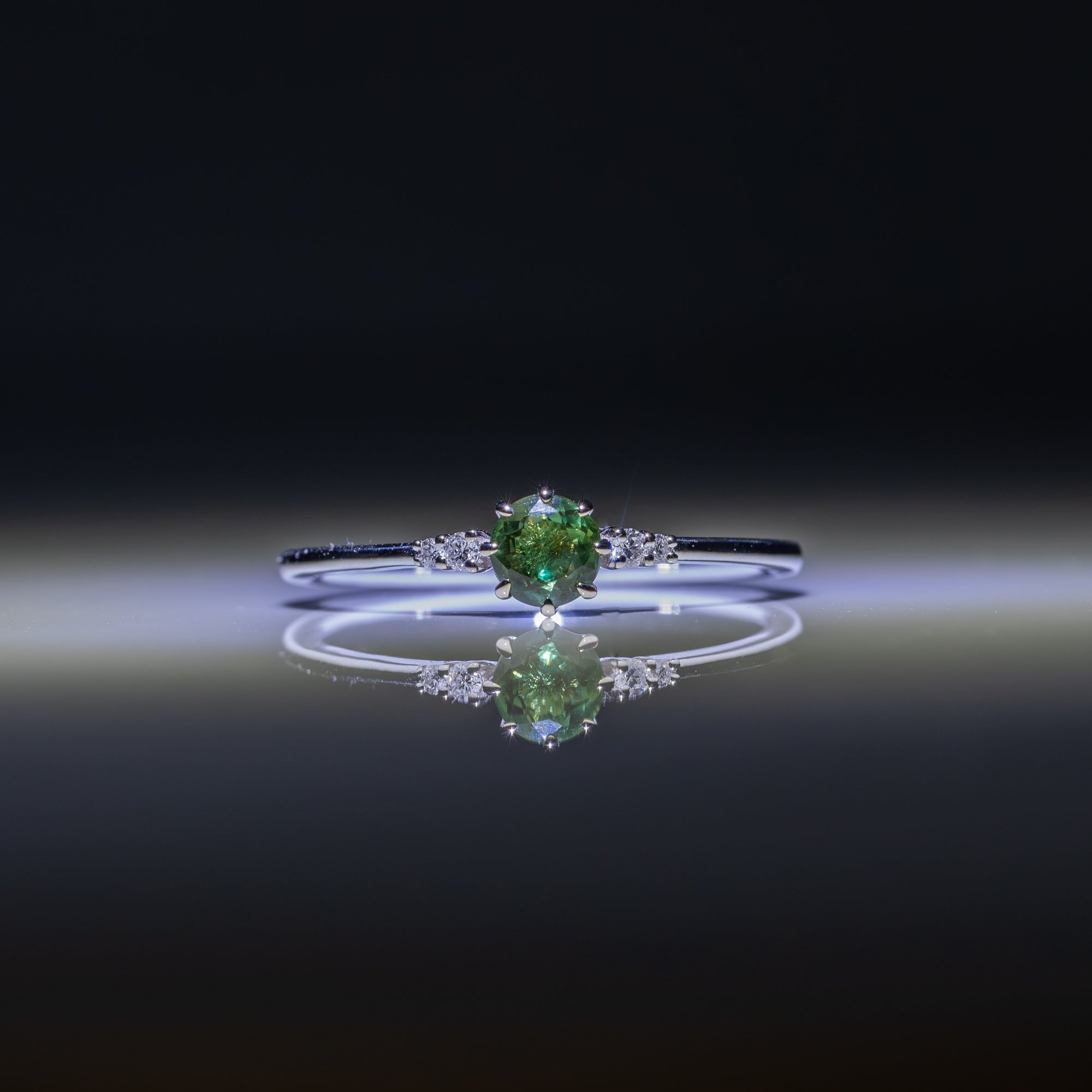 14K white gold alexandrite ring