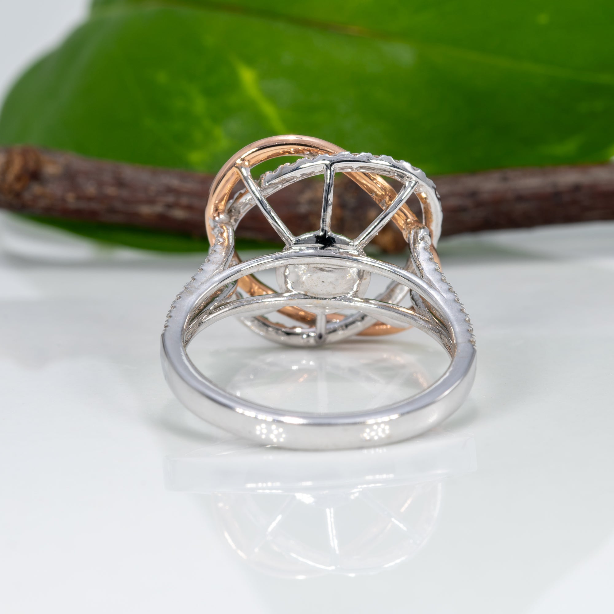 14K white & rose gold diamond semi-mount ring