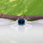 14K white gold indicolite tourmaline ring with diamond accents