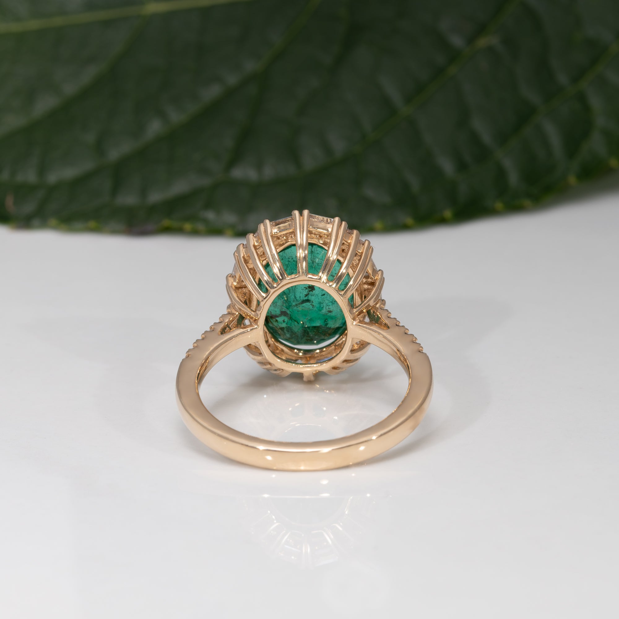 14K yellow gold emerald ring