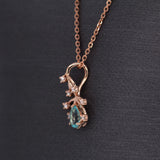 Jagriti 14K Solid Rose Gold Afghan Tourmaline and Natural Diamonds Pendant | Pear 5x4mm