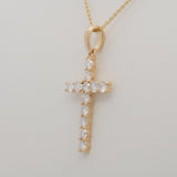 Lab Diamond Cross Pendant in Solid 14K Gold – 3mm Elegant Minimalist Faith Necklace