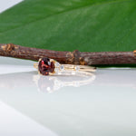 14K yellow gold red spinel ring with diamond accents