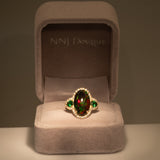 3.8Ct Ethiopian Black Opal Ring with Earth Mined Diamonds & Tsavorite Accents in Solid 14K Gold – Oval Black Opal Fine Jewelry Ring