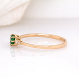 Eira 14K Yellow Gold Tsavorite Garnet and Diamond Ring | RD 4mm