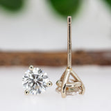 14K Solid Gold Lab-Created Diamond Martini Solitaire Stud Earrings | Round 3mm 4mm 5mm 6mm