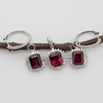 14K white gold rhodolite garnet pendant