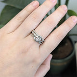 Stunning Diamond Wedding Ring and Band Set in Solid 14k White Gold w Natural Diamonds || April Birthstone || Previously Loved ||