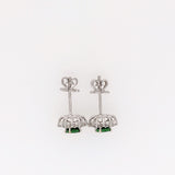 Audrey Tsavorite Stud Earrings with Natural Diamond Accents: Solid 14k White Gold, 4mm