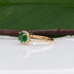 14K yellow gold tsavorite garnet ring with diamond accents