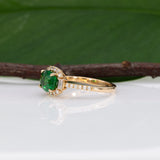 14K yellow gold tsavorite garnet ring with diamond accents