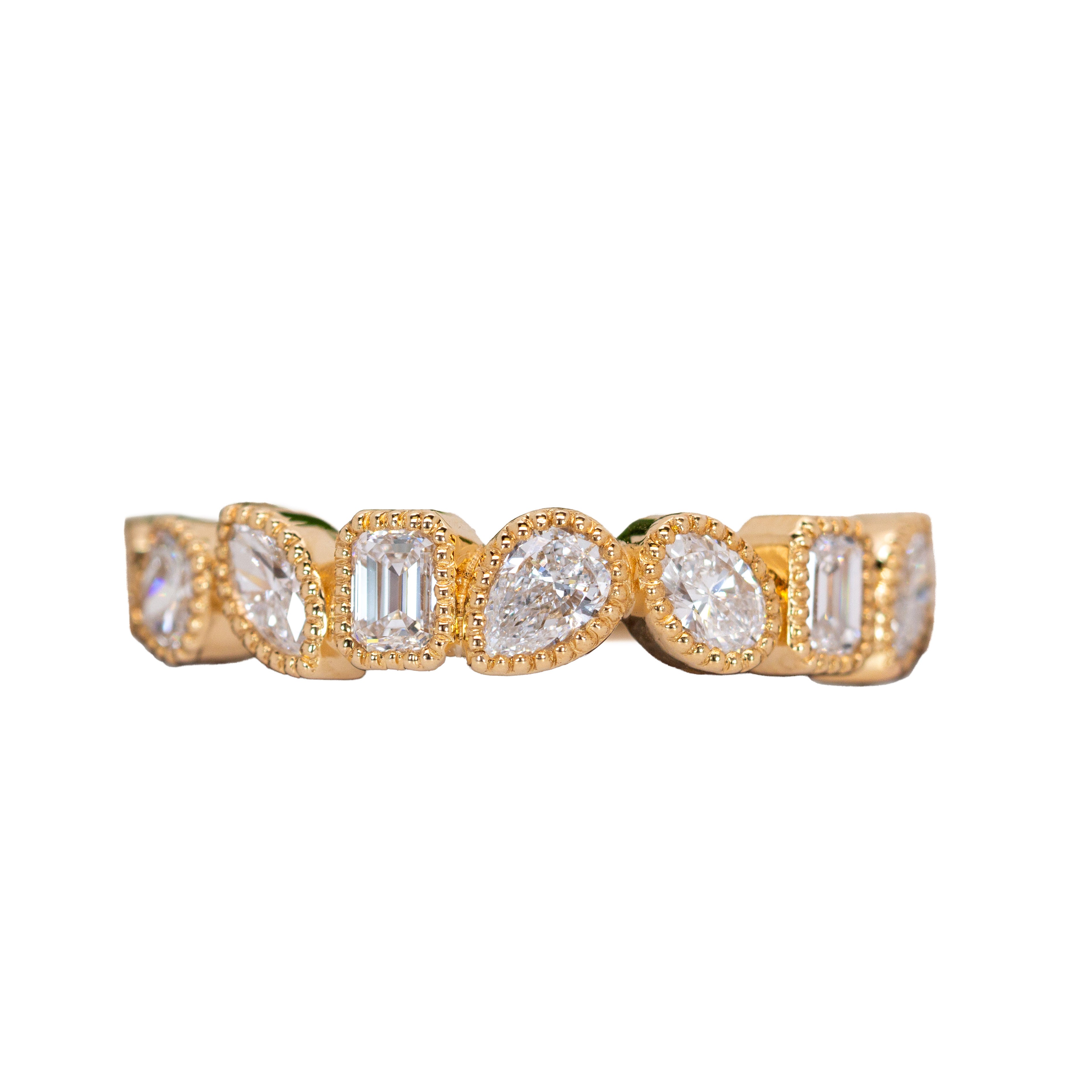 Milgrain Details Lab Diamonds Ring w 14K Yellow Gold | Mix 0.2mm
