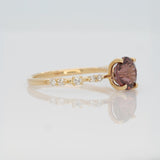 2.3 Ct Red Zircon Ring with Genuine Earth-Mined Diamonds – Solid 14K Gold 7mm Elegant Fine Jewelry Statement Ring, Fiery Gemstone Design