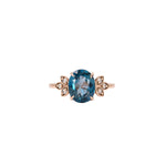 14K rose gold London blue topaz ring with diamond accents