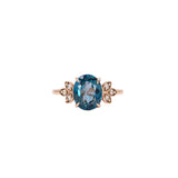 14K rose gold London blue topaz ring with diamond accents