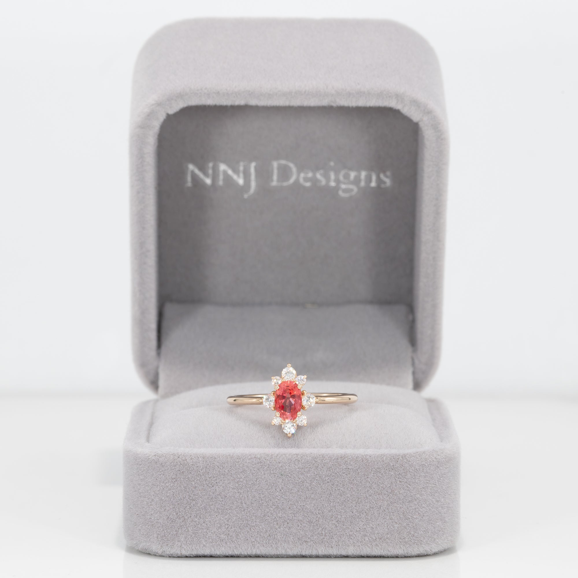 14K yellow gold padparadscha sapphire ring