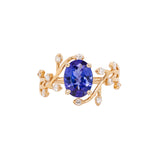 Arden 14k Solid Gold Tanzanite Ring with Natural Diamonds Accents | Oval 9x7mm