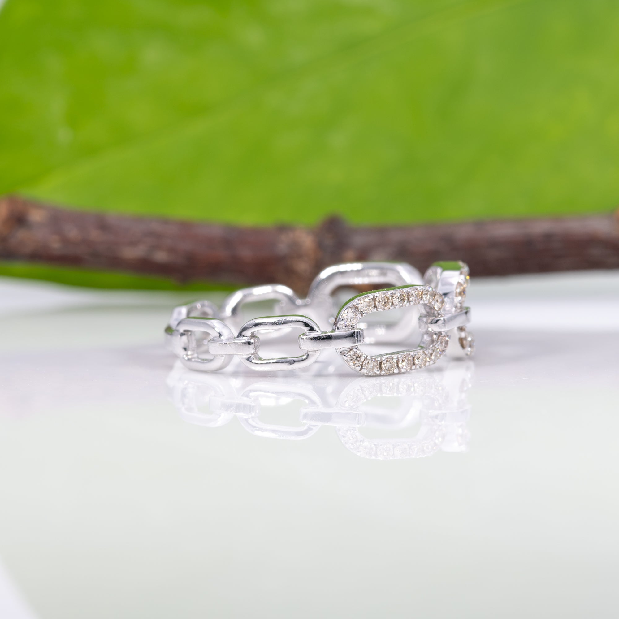 14K white gold diamond band