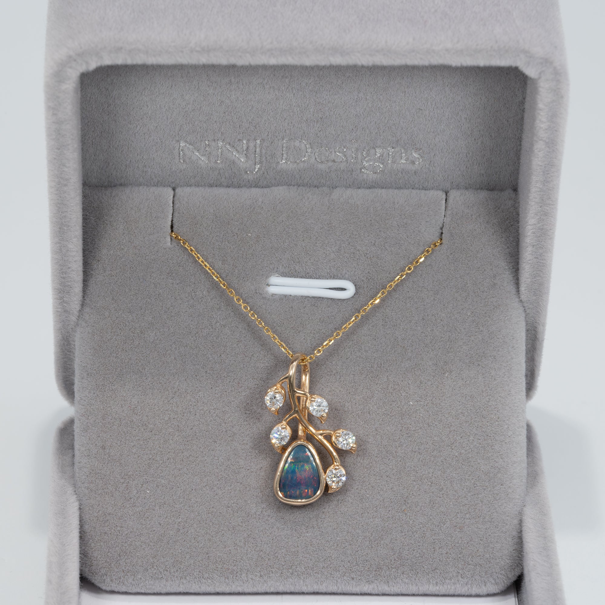 14K yellow gold boulder opal pendant