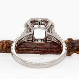 Modern East–West Emerald-Cut Semi-Mount Ring with Pavé Diamond Accents, Elegant 14K Gold Design Ready for Your Center Stone