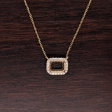 Lovely Pendant Necklace Setting W Natural Diamonds Halo in 14K Solid Gold | Customizable
