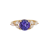 Prishi 14K Yellow Gold Tanzanite Diamond Ring | Round 8mm