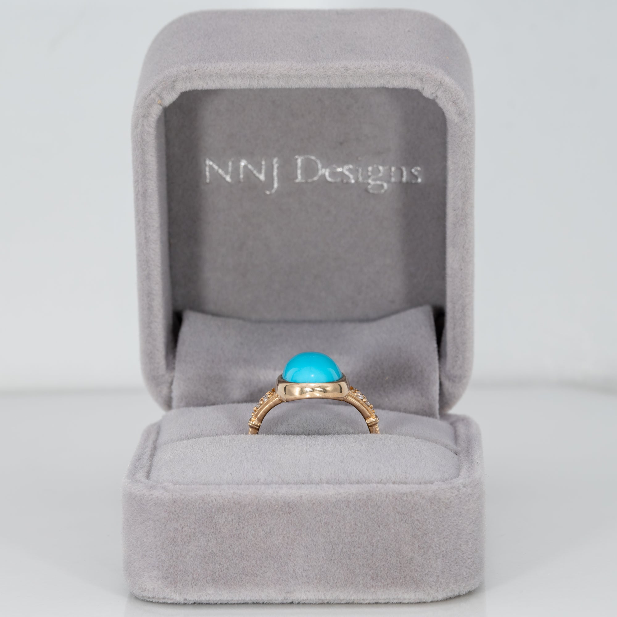14K yellow gold sleeping beauty turquoise ring