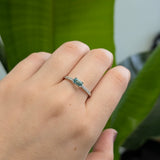 Eve 14K White Gold Afghani Paraiba Color Tourmaline Diamond Ring | EM 5x3mm