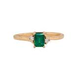 Kritika 14k Solid Yellow Gold Colombian Emerald Diamond Ring | EM 6x4mm