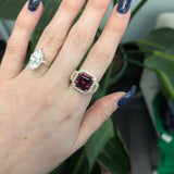 Daneilla Solid 14k Gold Raspberry Garnet Ring with Lab Diamond Accents: Solid 14k Gold, 11mm