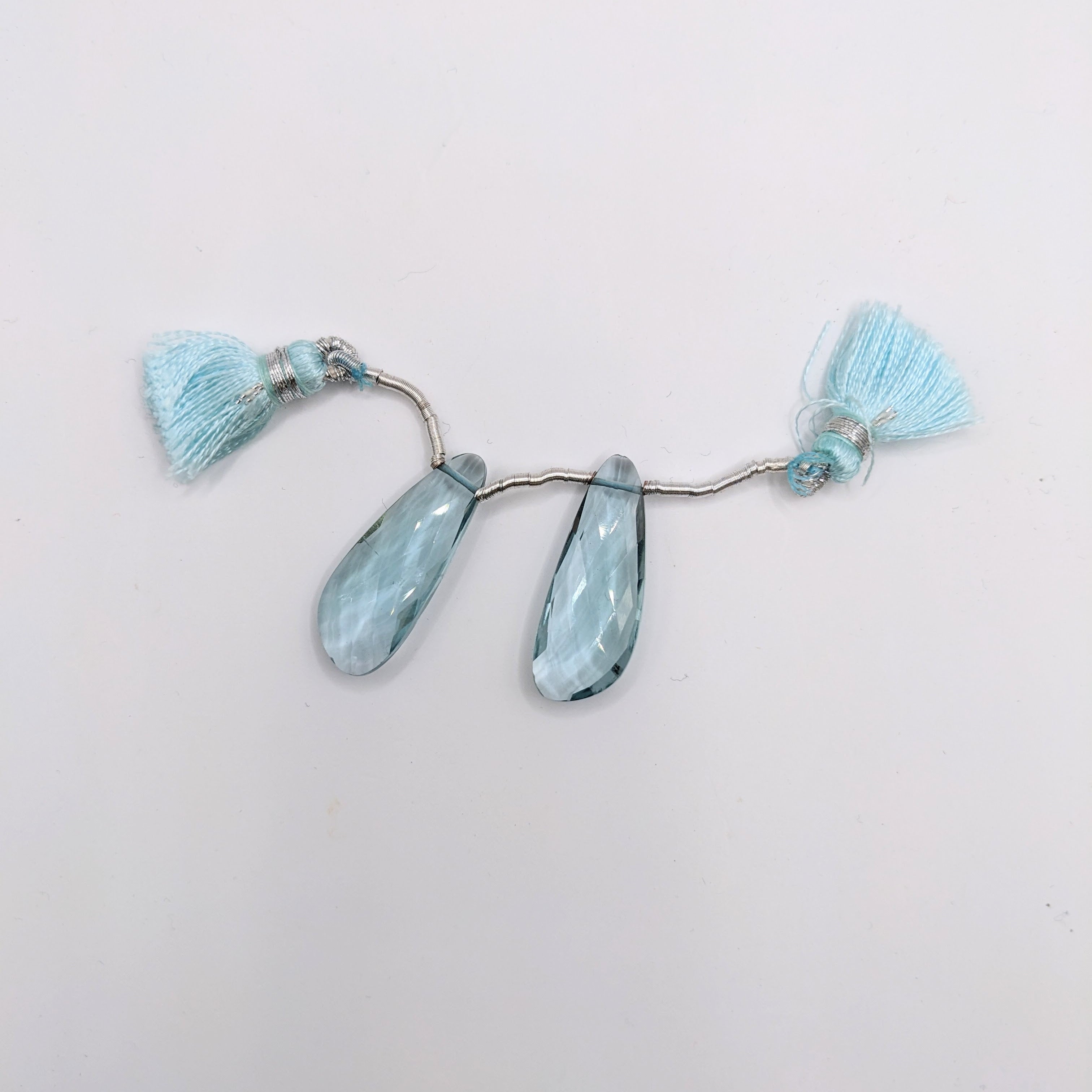 Aquamarine Hydro | Drilled Pair | Wing Shape | Side Drilled Faceted Gems | 26x10mm | Beautiful Gemstone