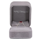 14K white gold Madagascar ruby ring with diamond accents