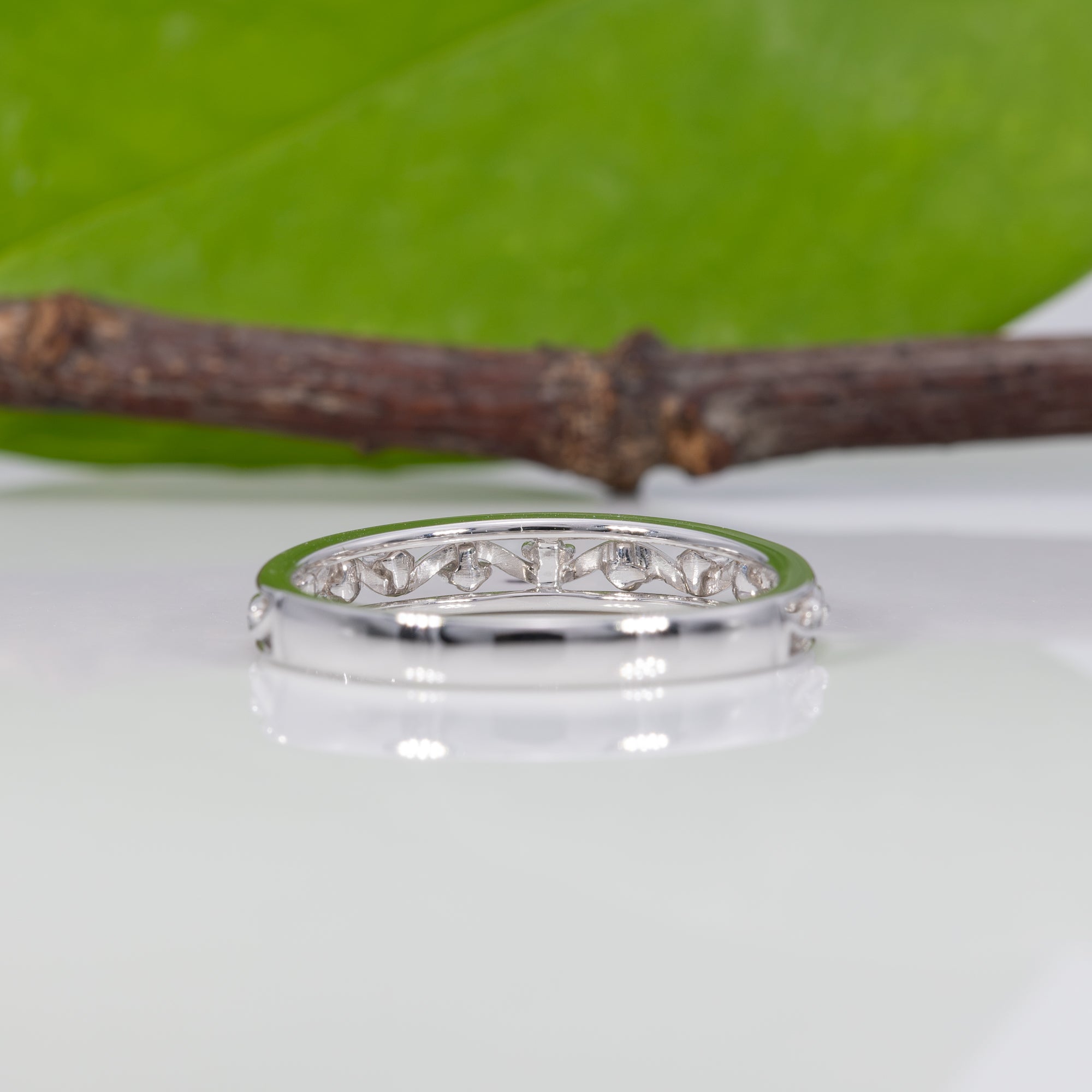 14K white gold diamond band