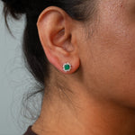 14K white gold colombian emerald earrings