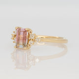 Watermelon Tourmaline Ring with Natural Diamond Accents in Solid 14K Gold – 7x4.5mm Elegant Gemstone Statement Ring for Engagement