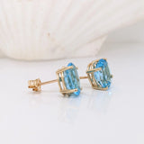 Swiss Topaz Oval Solitaire Solitaire Stud Earrings | 6x4mm 7x5mm 8x6mm