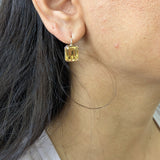 Anvi 14k Solid Yellow Gold Solitaire Citrine Earrings | Emerald Cut 11x9mm