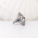 Statement Ring Semi Mount w Natural Diamonds & Blue Sapphires
