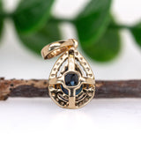 Devin 14k Solid Gold Ceylon Sapphire Pendant with Natural Diamonds Accents, Pear 8x6mm