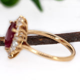 Alina 14K Yellow Gold Burma Ruby and Diamonds Ring | Oval 10x8mm