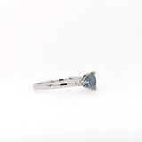 Gorgeous Aquamarine Ring with Natural Diamond Accents in White Gold | TR 5mm